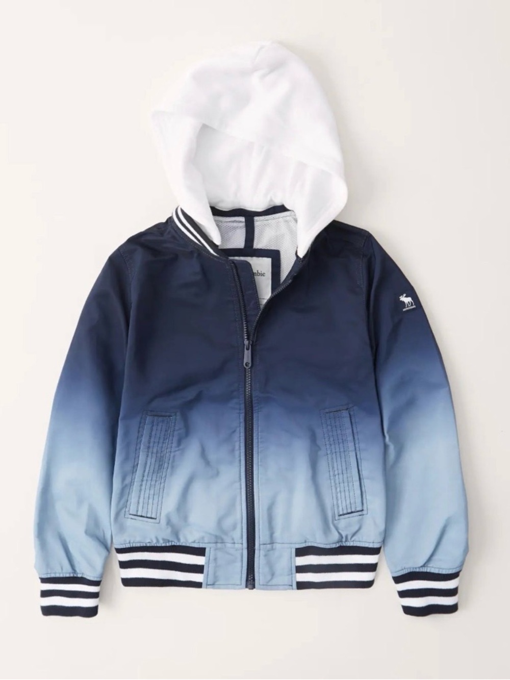 abercrombie kids blue ombré hooded bomber Jacket Size 9/10